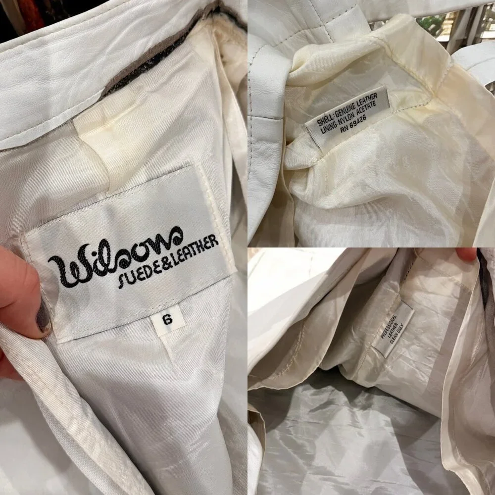 Vintage Wilson's Ivory Genuine Leather Mini Skirt Size 6 High Waist - Picture 2 of 10